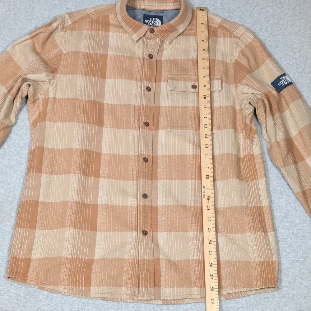 The North Face Stayside Flannel Button Up Shirt Mens Large Light Brown Plaid